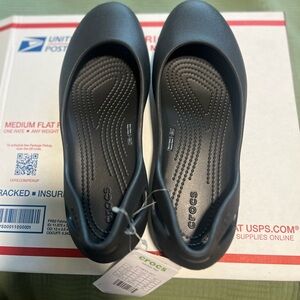 Crocs Kadee Flat Black Slip On Ballet Flat Shoe Size 10 NWT